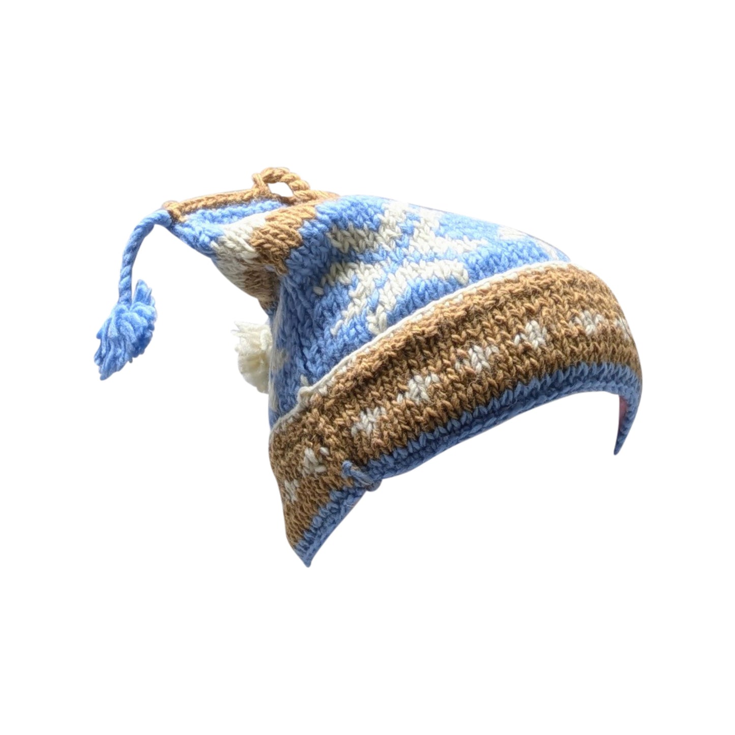 Hand Knit Recycled Wool Beanie: Fleece Lined Winter Hat - p93