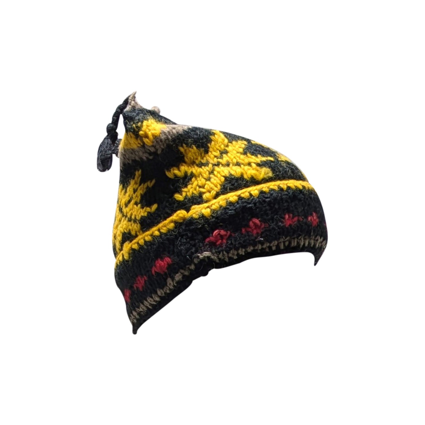 Hand Knit Recycled Wool Beanie: Fleece Lined Winter Hat - p97