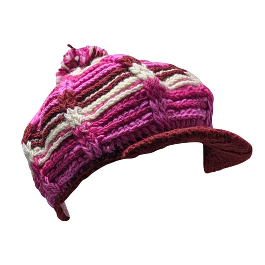 Handmade Wool Knit Baker Cap: Fleece Lined Boho Winter Hat P3