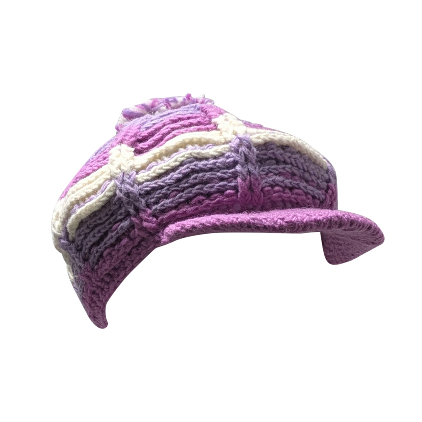 Handmade Wool Knit Baker Cap: Fleece Lined Boho Winter Hat P5