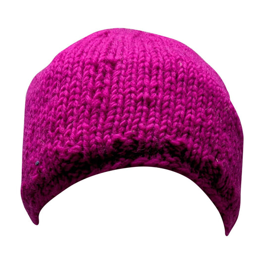 Handmade 100% Wool Beanie Unisex Adults Knit Hat Stripe Warm Fleece Lined boho Winter Cap Pink Multi - P3