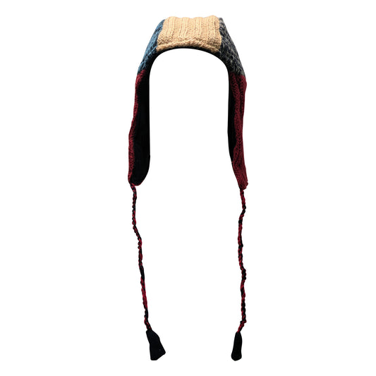 Handmade Wool Knit Gaucho Hat: Funky Multi Colour Tassel, Fleece Lined - P11