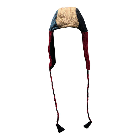 Handmade Wool Knit Gaucho Hat: Funky Multi Colour Tassel, Fleece Lined - P21