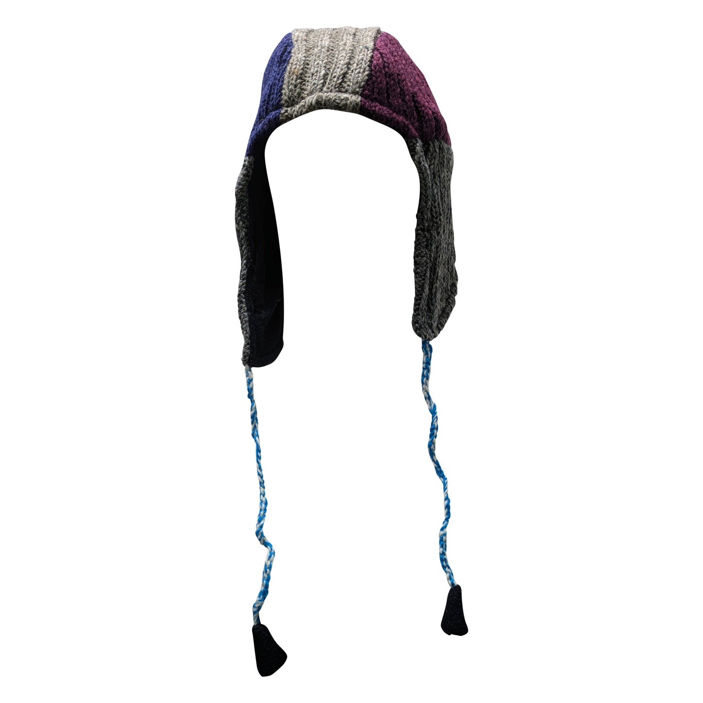 Handmade Wool Knit Gaucho Hat: Funky Multi Colour Tassel, Fleece Lined - P31