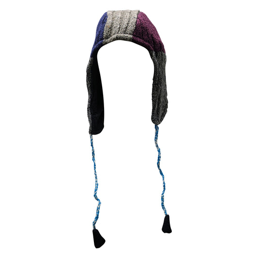 Handmade Wool Knit Gaucho Hat: Funky Multi Colour Tassel, Fleece Lined - P31