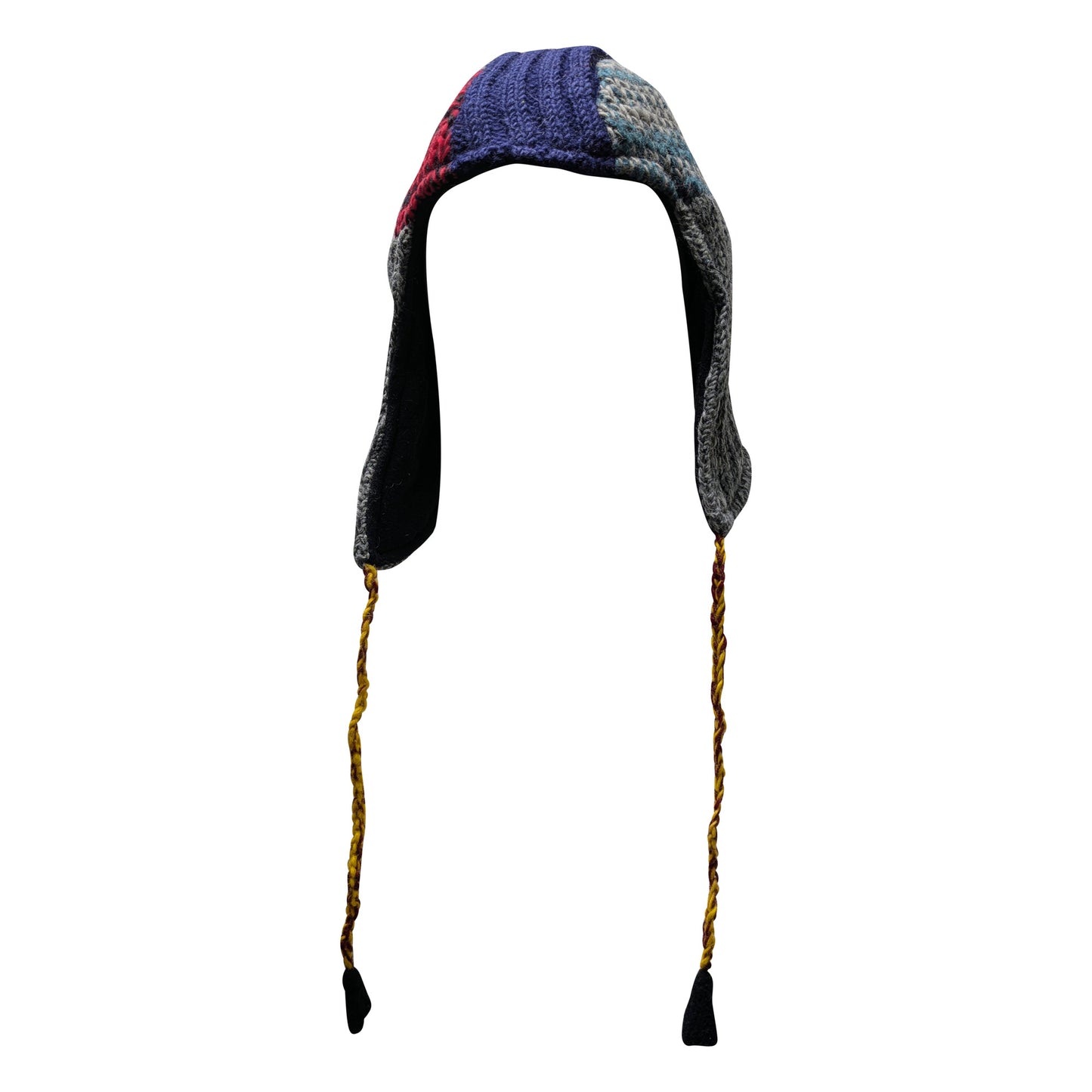 Handmade Wool Knit Gaucho Hat: Funky Multi Colour Tassel, Fleece Lined - P32