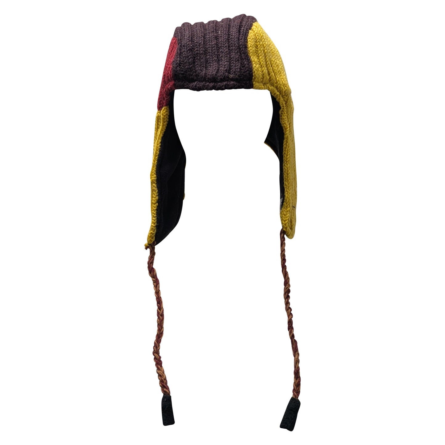 Handmade Wool Knit Gaucho Hat: Funky Multi Colour Tassel, Fleece Lined - P33