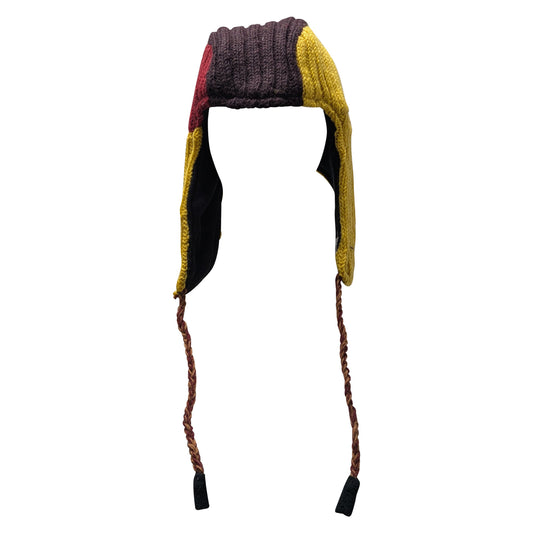 Handmade Wool Knit Gaucho Hat: Funky Multi Colour Tassel, Fleece Lined - P33