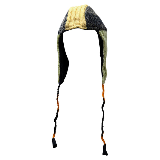 Handmade Wool Knit Gaucho Hat: Funky Multi Colour Tassel, Fleece Lined - P7