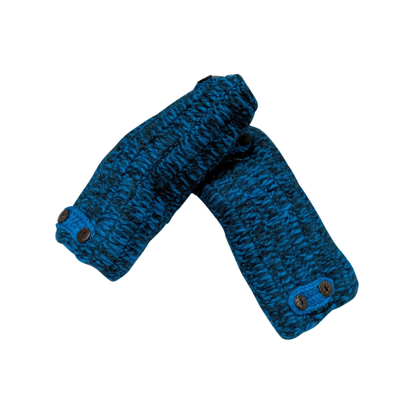 100% Wool Hand Knit Fingerless Gloves | Winter Hand warmers Fleece Lined One Size TEAL