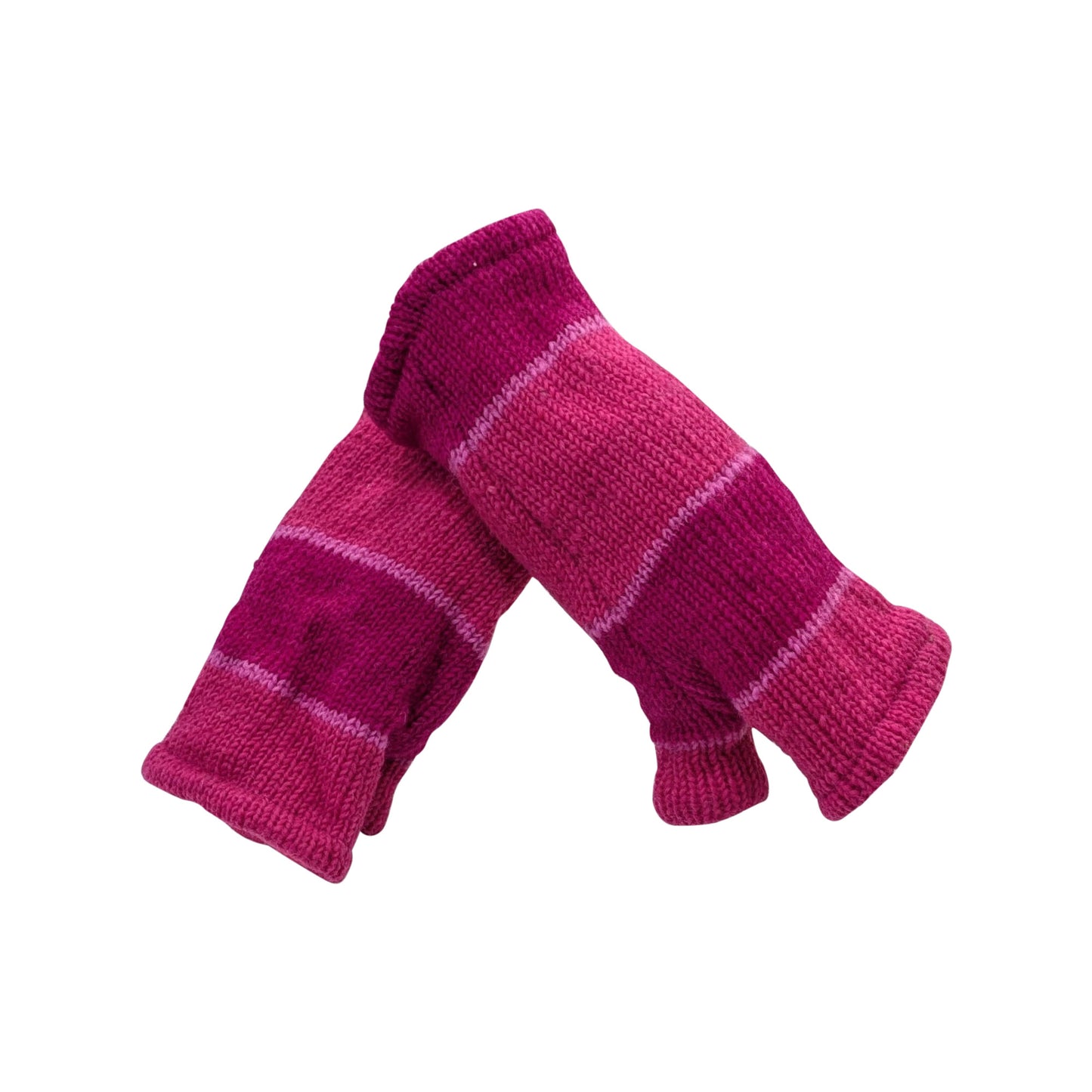 Handmade Knit Handwarmers 100% Wool Winter Striped Fingerless Fleece Lined Gloves Hand Warmer One Size P80