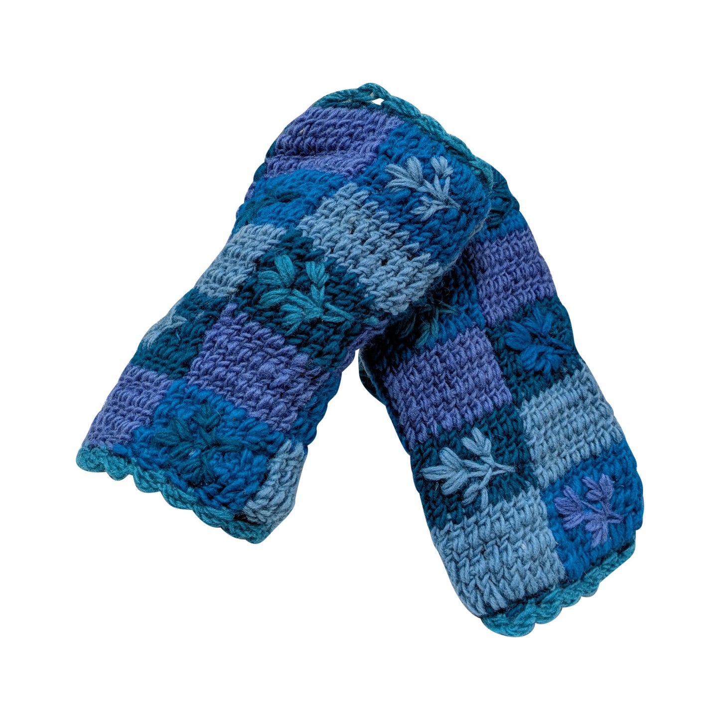 Handmade Crochet Stitch Handwarmers 100% Wool | Fleece Lined Fingerless Gloves One Size P12