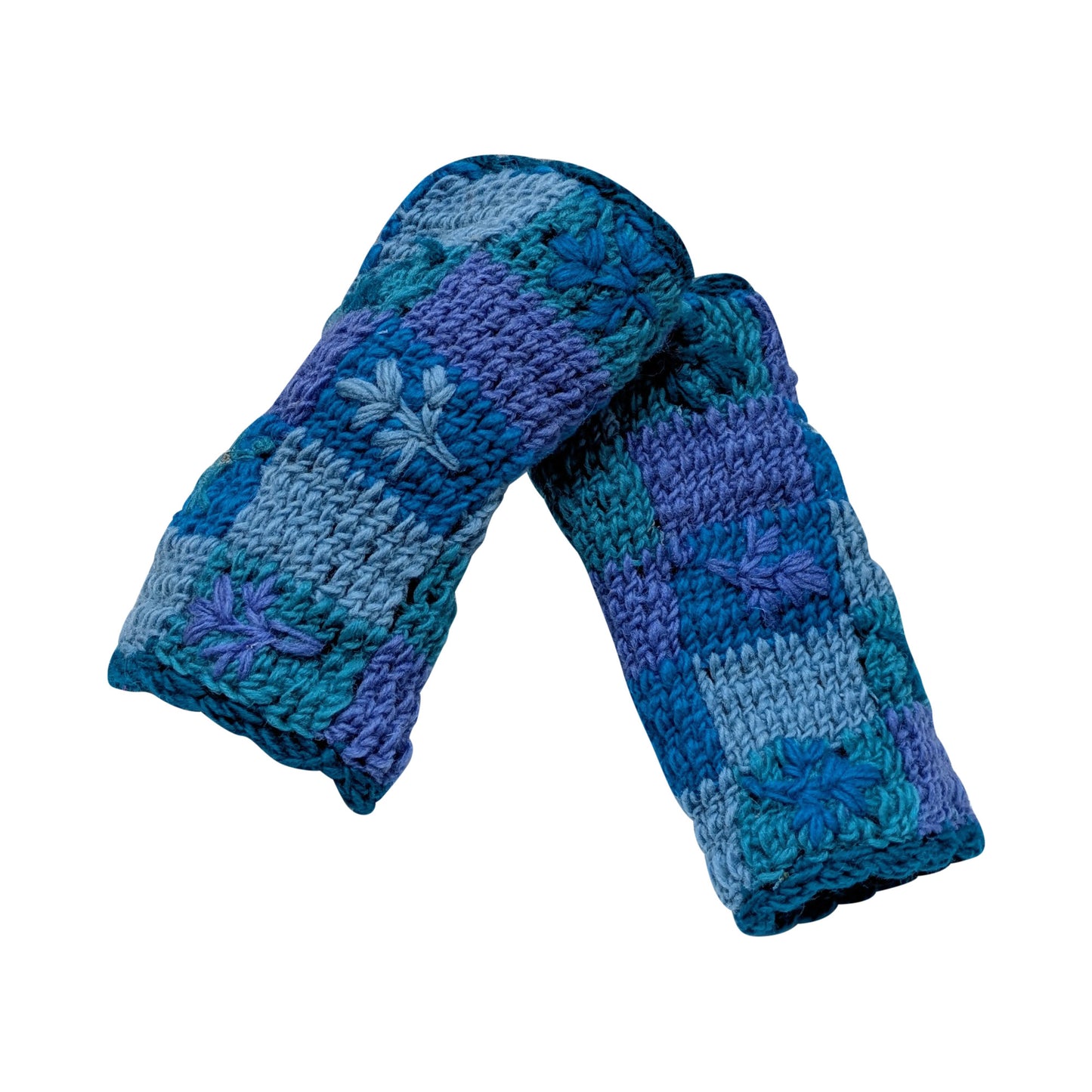 Handmade Crochet Stitch Handwarmers 100% Wool | Fleece Lined Fingerless Gloves One Size P18