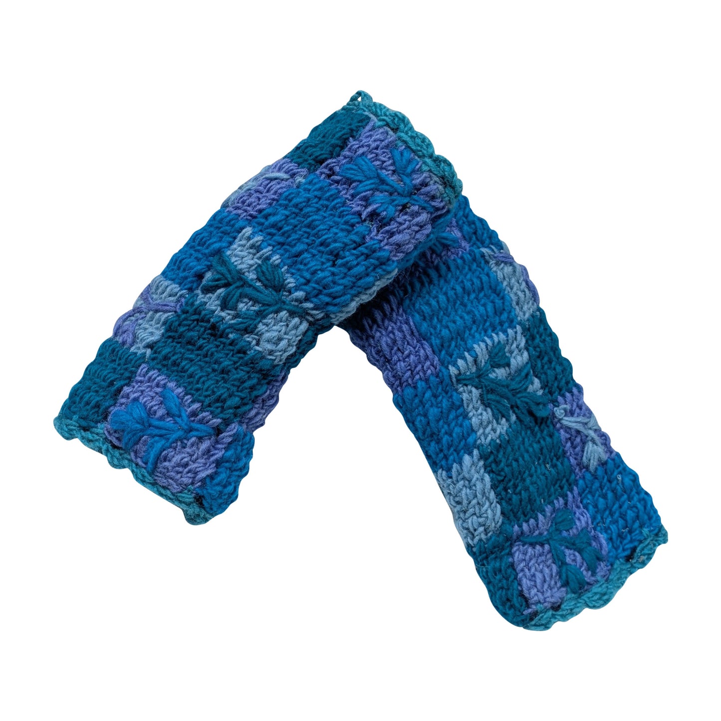 Handmade Crochet Stitch Handwarmers 100% Wool | Fleece Lined Fingerless Gloves One Size P9