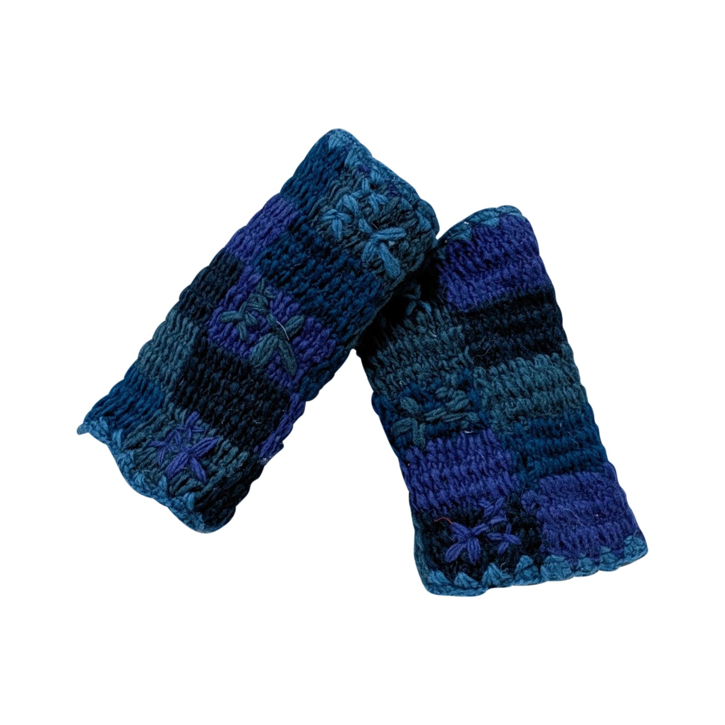 Handmade Crochet Stitch Handwarmers 100% Wool | Fleece Lined Fingerless Gloves One Size P10
