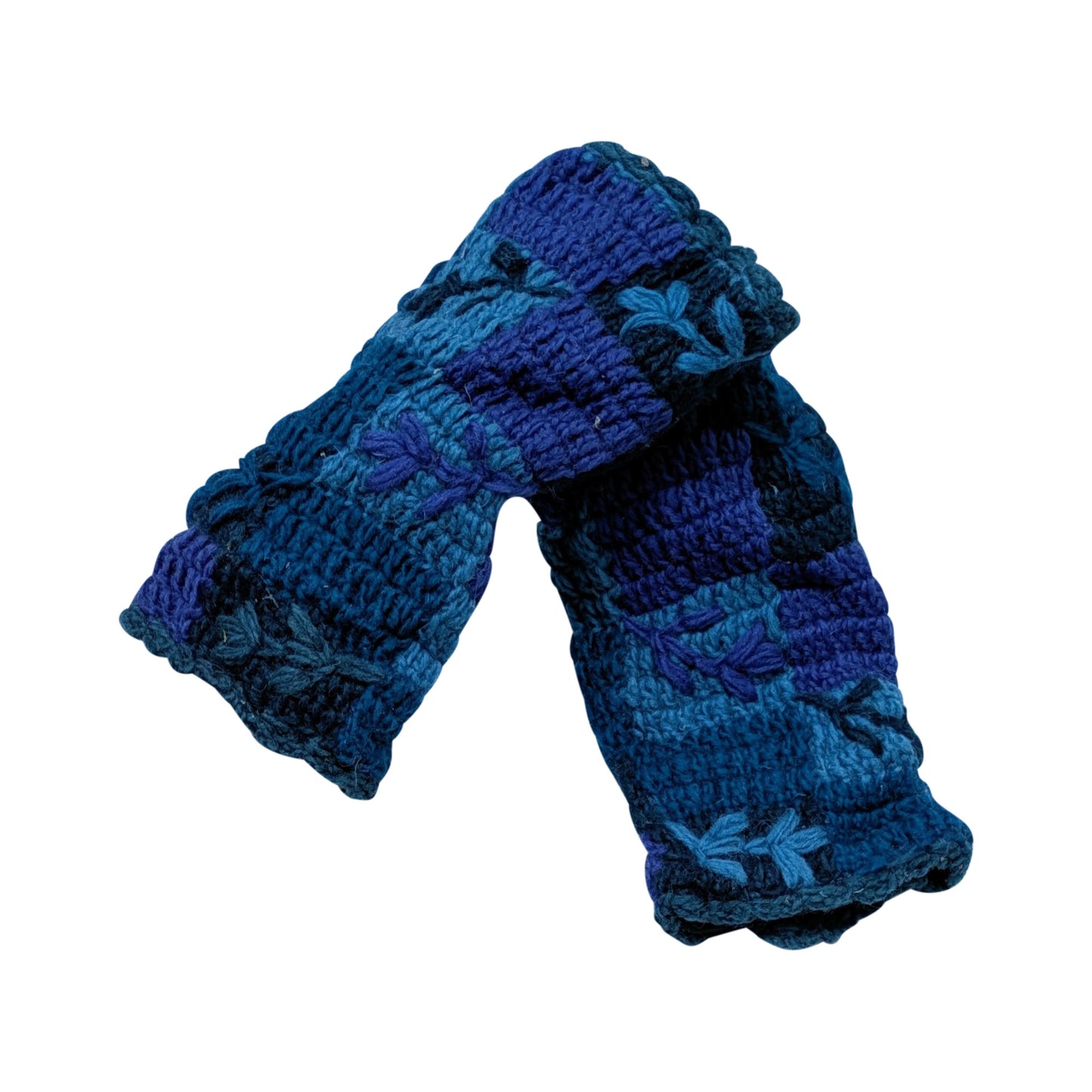 Handmade Crochet Stitch Handwarmers 100% Wool | Fleece Lined Fingerless Gloves One Size P15