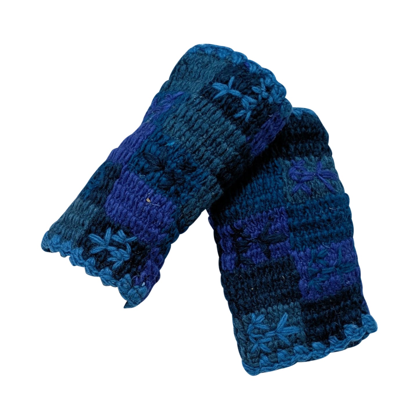 Handmade Crochet Stitch Handwarmers 100% Wool | Fleece Lined Fingerless Gloves One Size P16