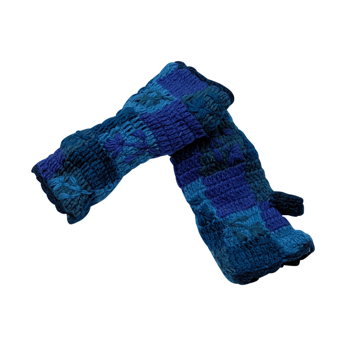 Handmade Crochet Stitch Handwarmers 100% Wool | Fleece Lined Fingerless Gloves One Size P17