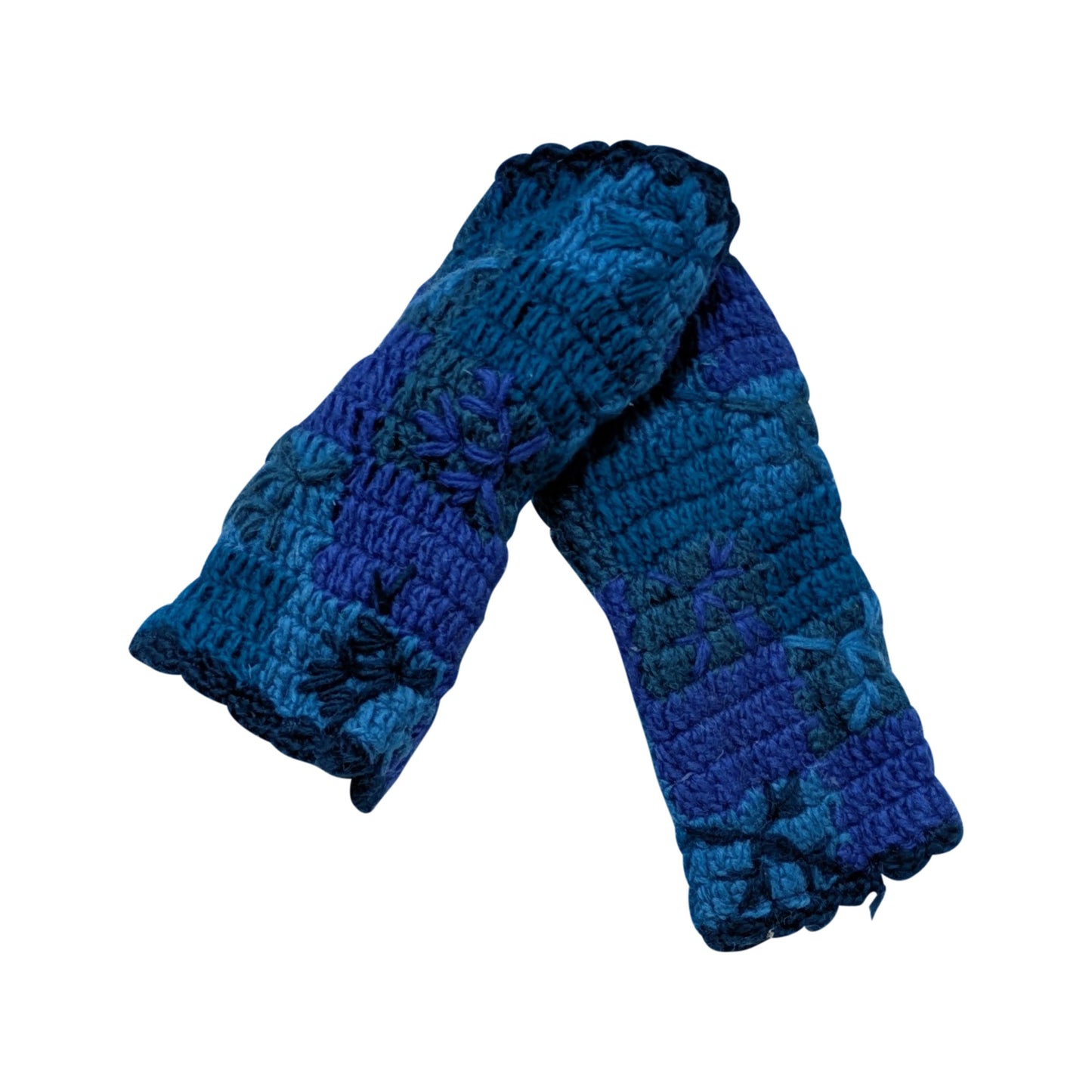 Handmade Crochet Stitch Handwarmers 100% Wool | Fleece Lined Fingerless Gloves One Size P23