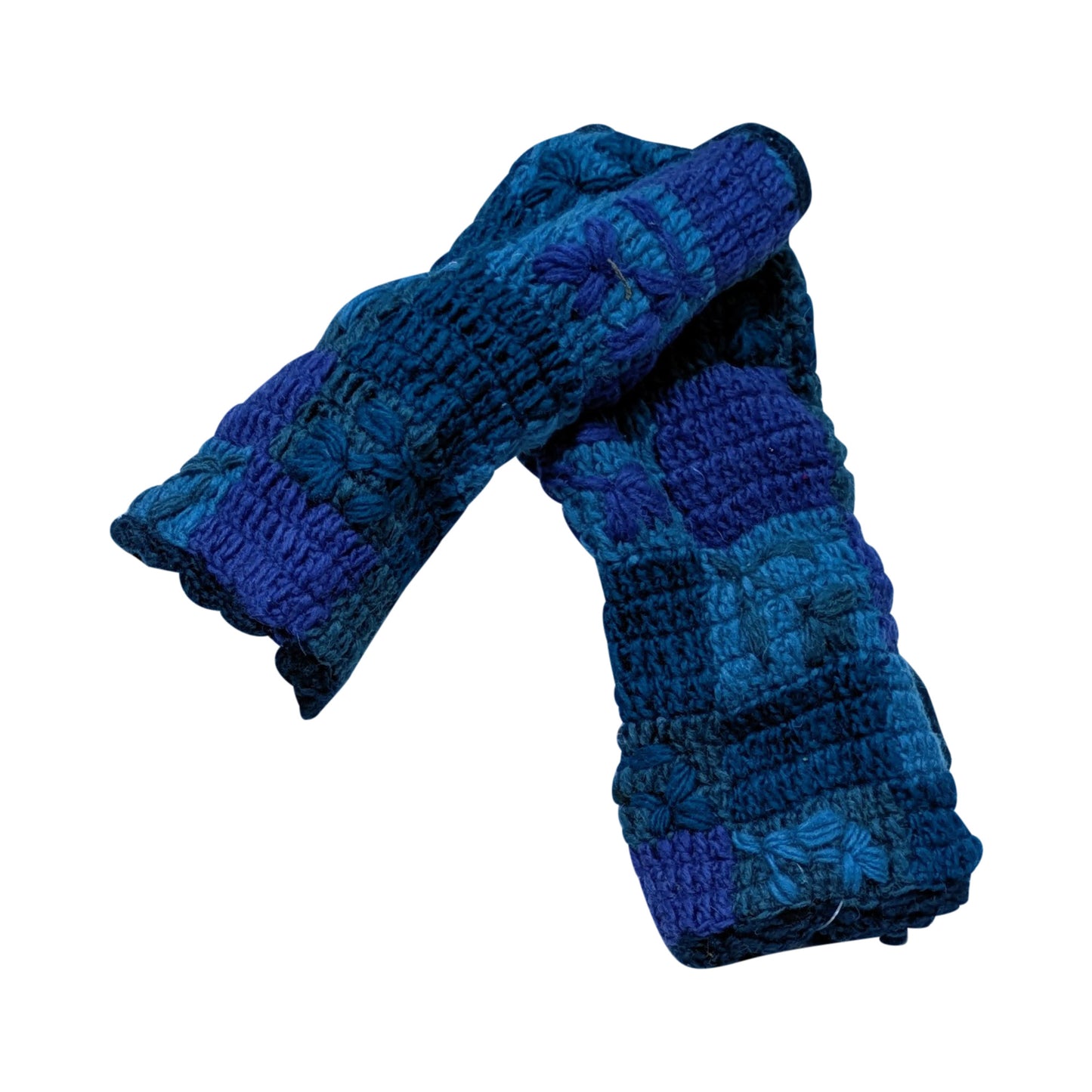 Handmade Crochet Stitch Handwarmers 100% Wool | Fleece Lined Fingerless Gloves One Size P27