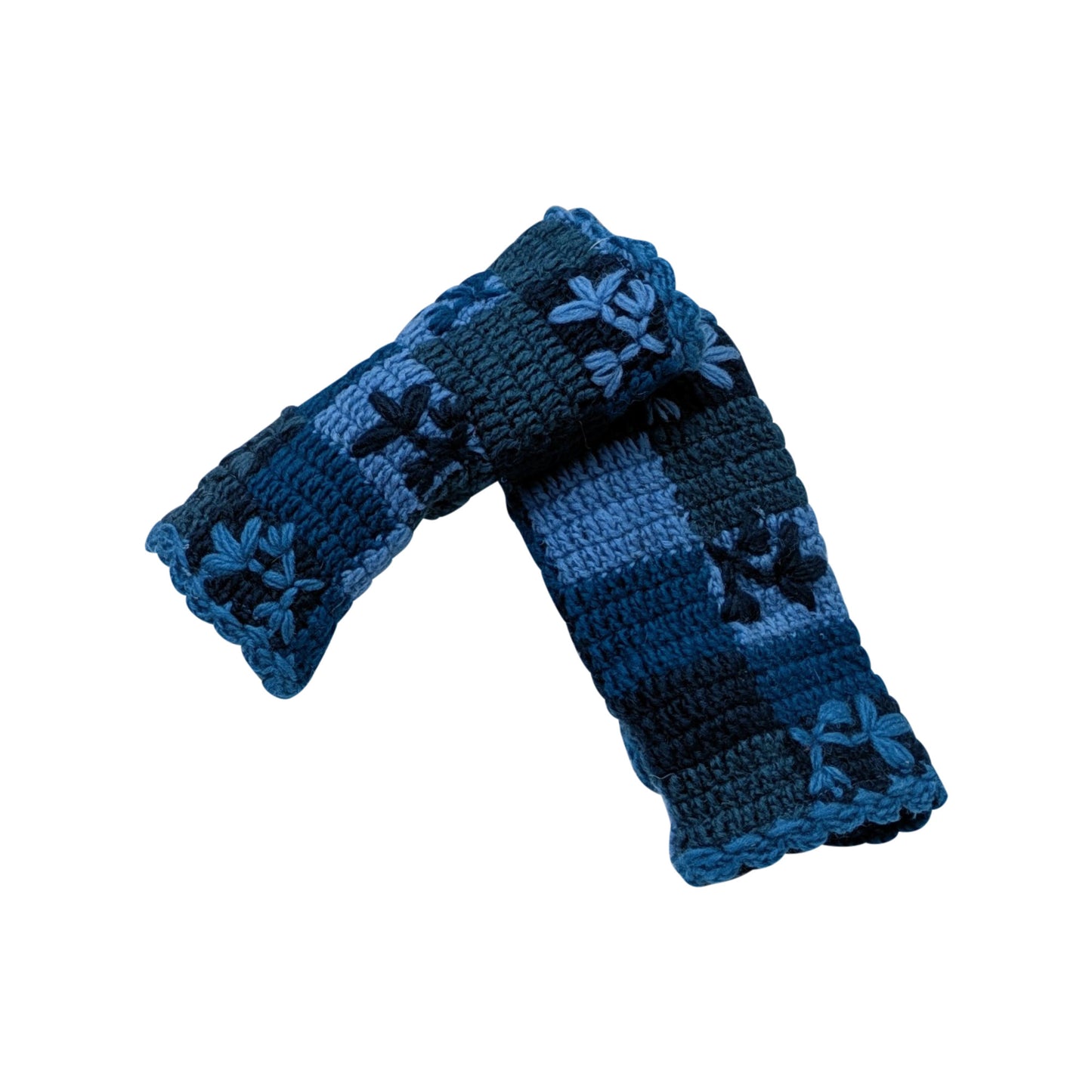 Handmade Crochet Stitch Handwarmers 100% Wool | Fleece Lined Fingerless Gloves One Size P3