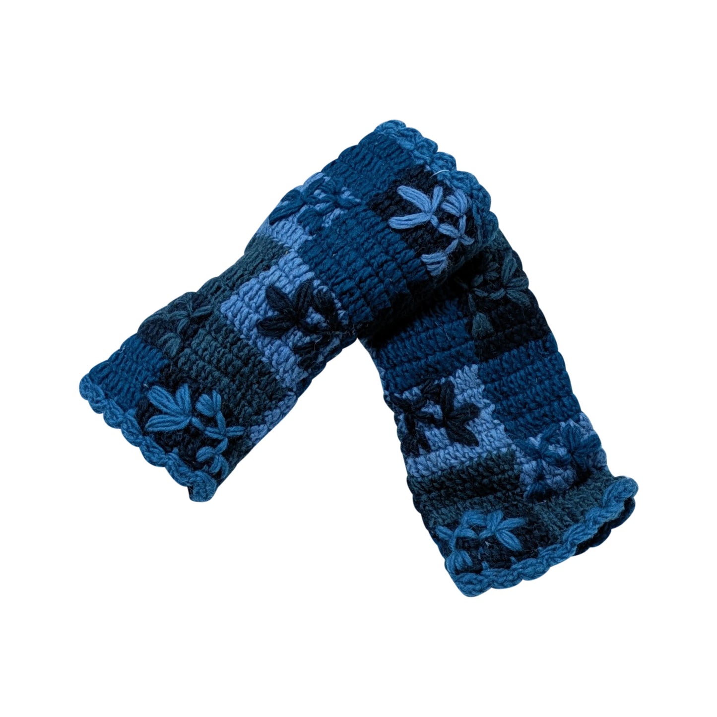 Handmade Crochet Stitch Handwarmers 100% Wool | Fleece Lined Fingerless Gloves One Size P4