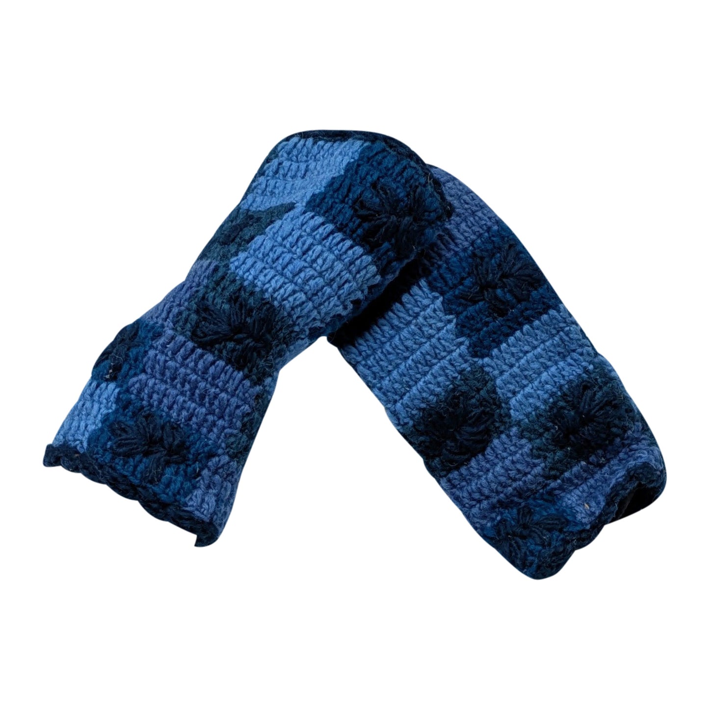 Handmade Crochet Stitch Handwarmers 100% Wool | Fleece Lined Fingerless Gloves One Size P5