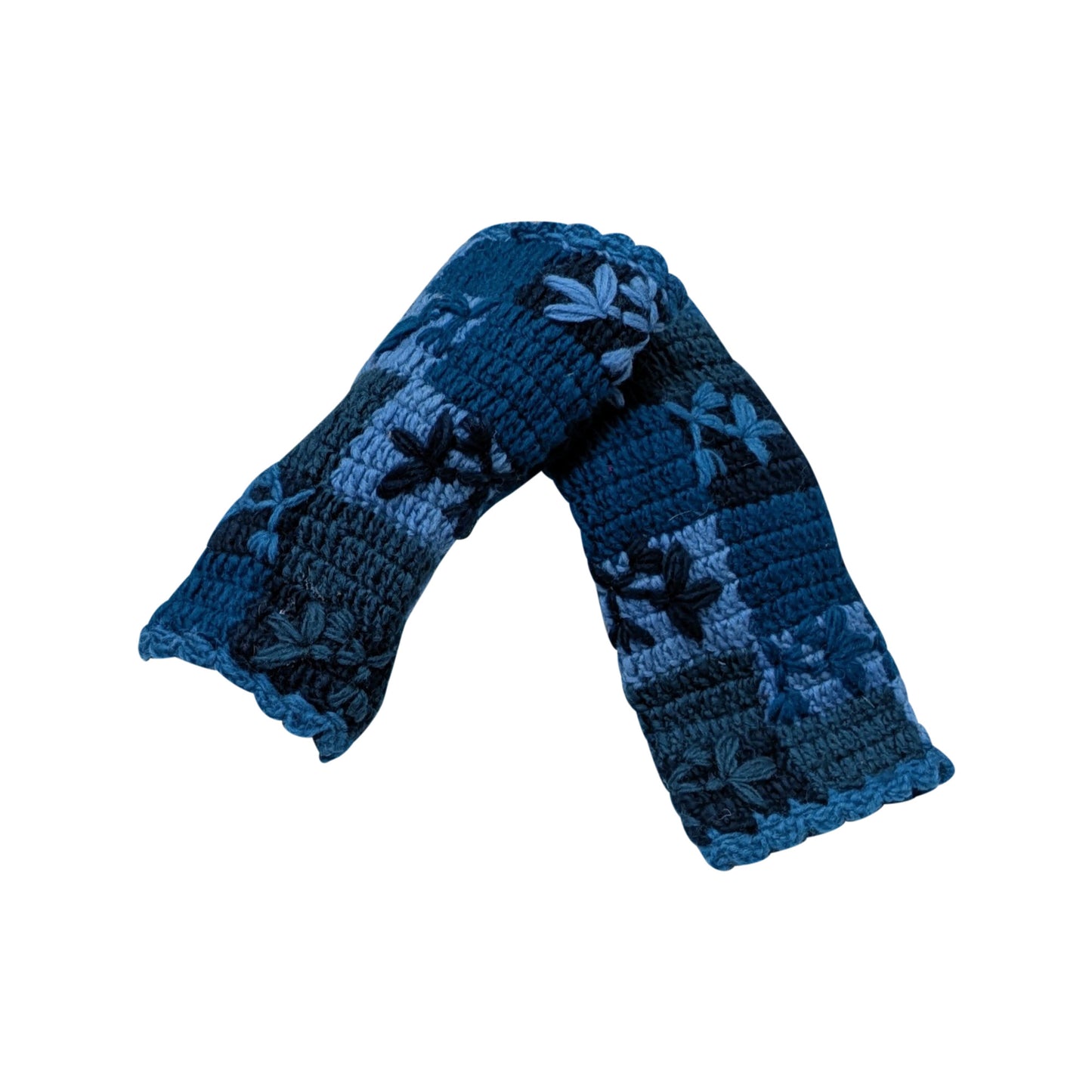 Handmade Crochet Stitch Handwarmers 100% Wool | Fleece Lined Fingerless Gloves One Size P8