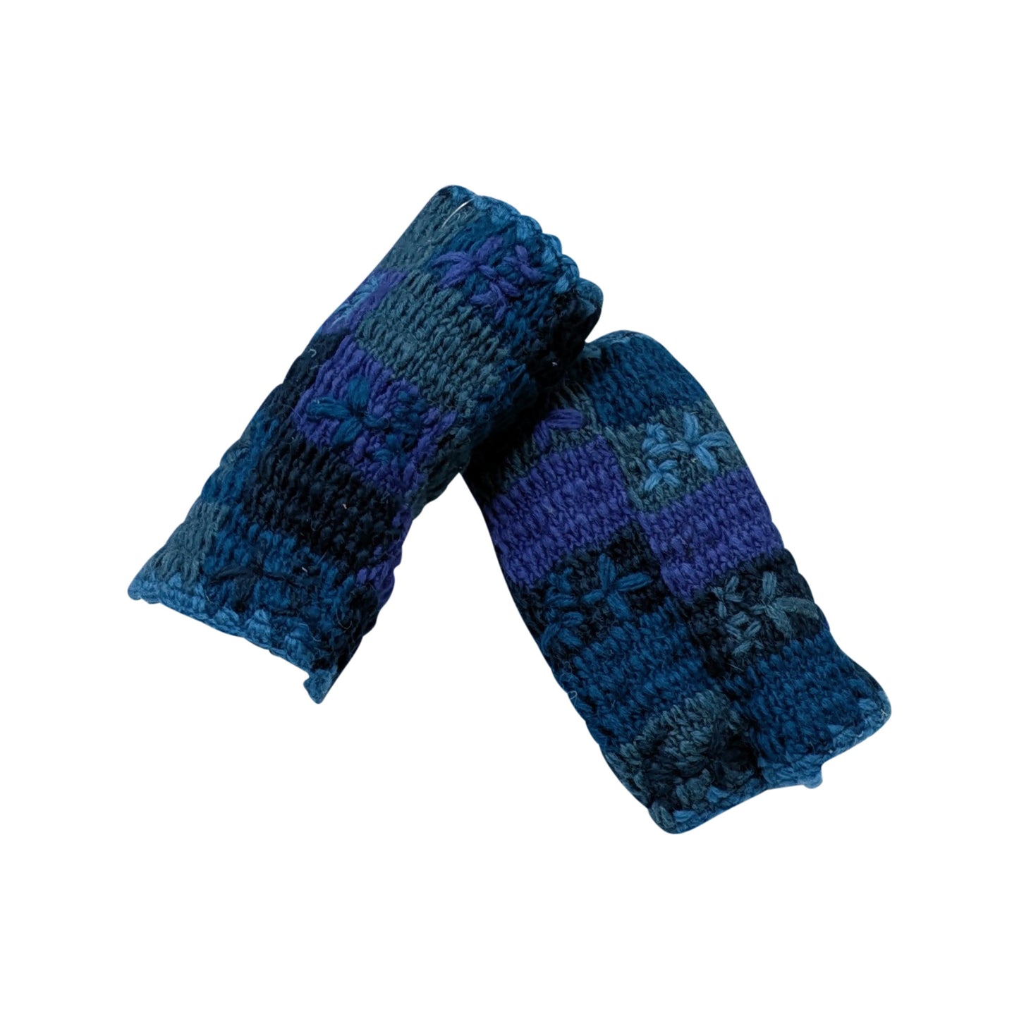 Handmade Crochet Stitch Handwarmers 100% Wool | Fleece Lined Fingerless Gloves One Size P9