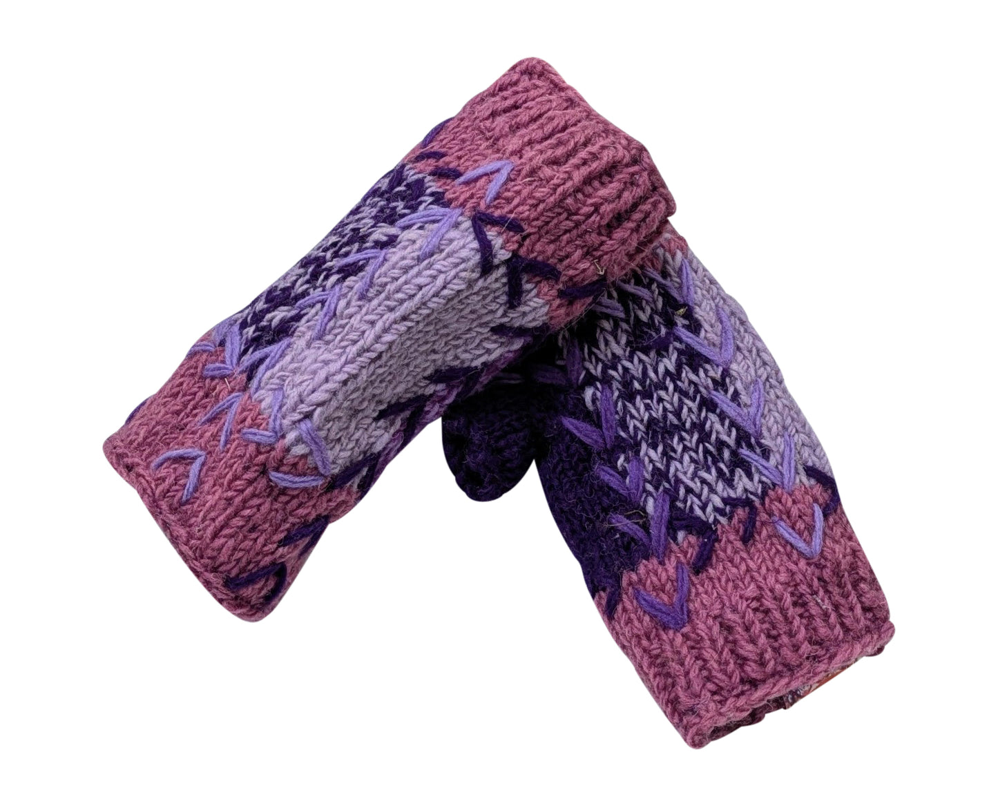 Handmade Crochet Stitch Handwarmers 100% Wool | Fleece Lined Fingerless Gloves One Size P10