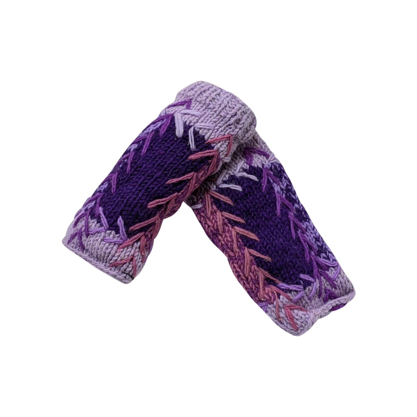Handmade Crochet Stitch Handwarmers 100% Wool | Fleece Lined Fingerless Gloves One Size P7