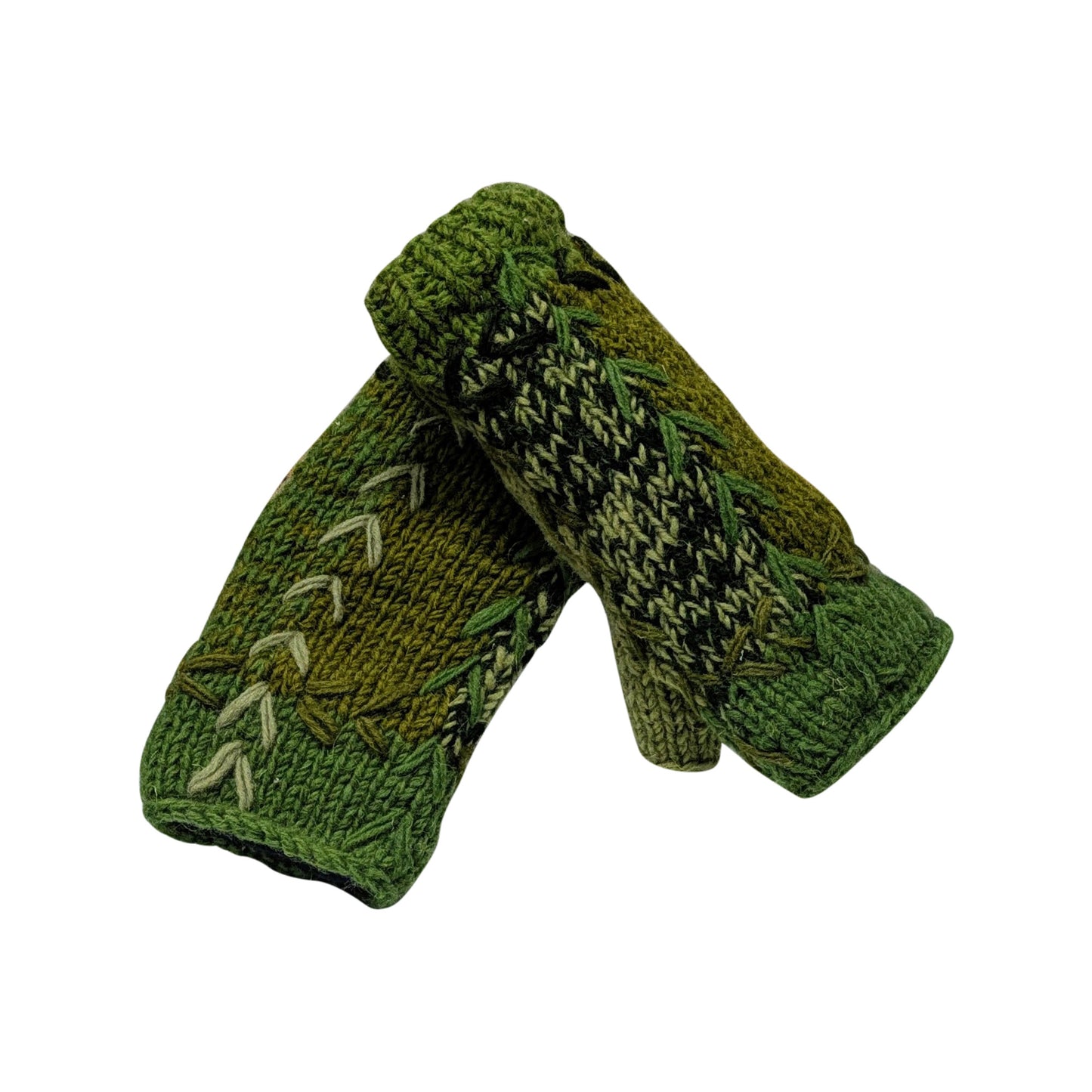 Handmade Crochet Stitch Handwarmers 100% Wool | Fleece Lined Fingerless Gloves One Size P12