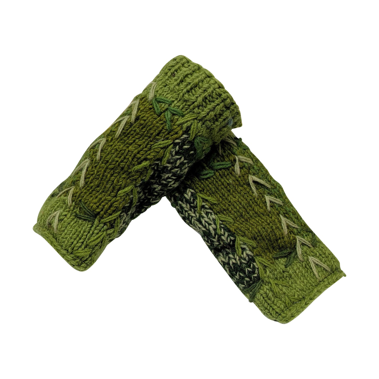 Handmade Crochet Stitch Handwarmers 100% Wool | Fleece Lined Fingerless Gloves One Size P15