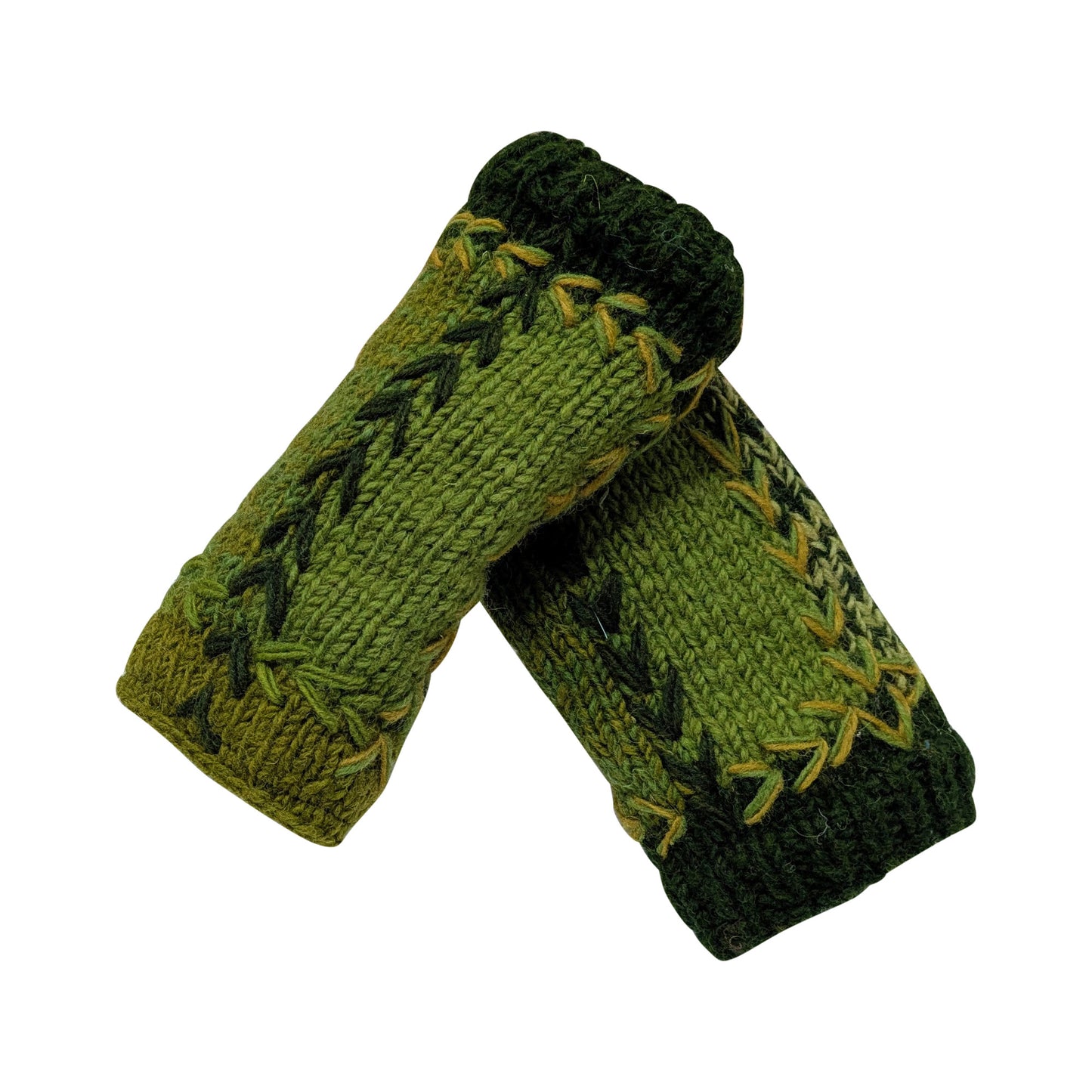 Handmade Crochet Stitch Handwarmers 100% Wool | Fleece Lined Fingerless Gloves One Size P16