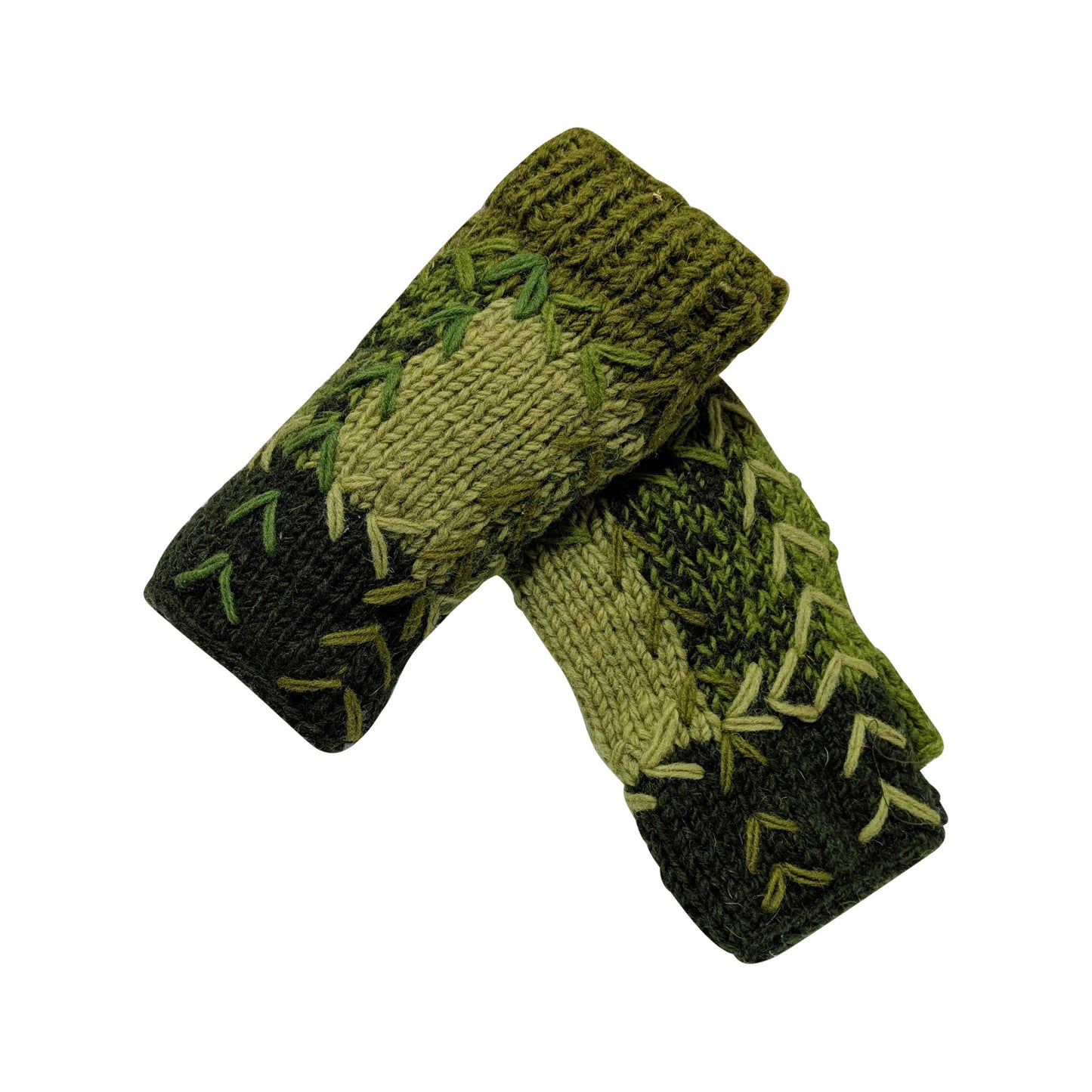 Handmade Crochet Stitch Handwarmers 100% Wool | Fleece Lined Fingerless Gloves One Size P17