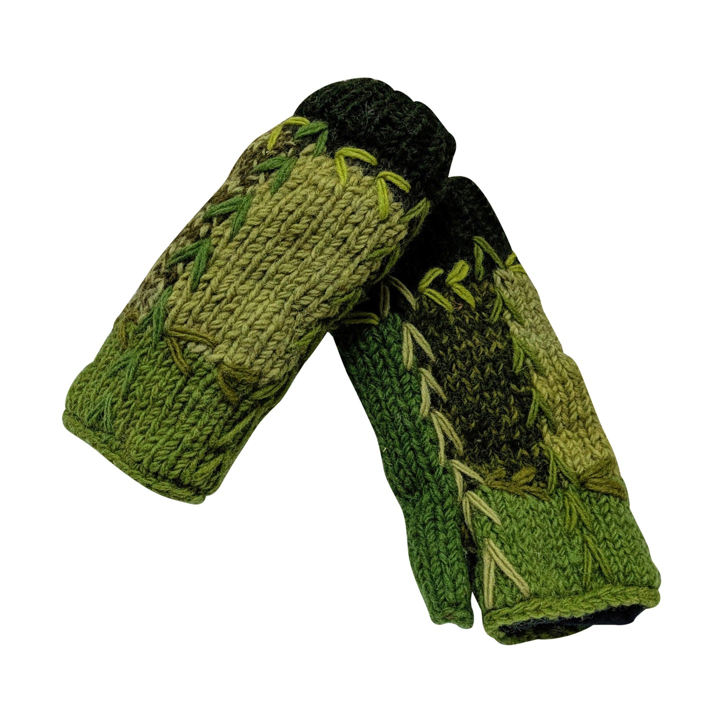 Handmade Crochet Stitch Handwarmers 100% Wool | Fleece Lined Fingerless Gloves One Size P21
