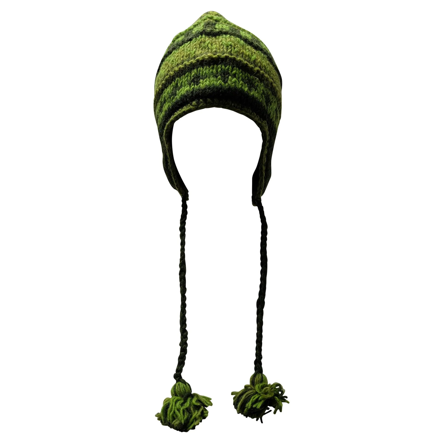 Hand Knit Wool Winter Hat: Fleece Lined, Boho Tassel - P3