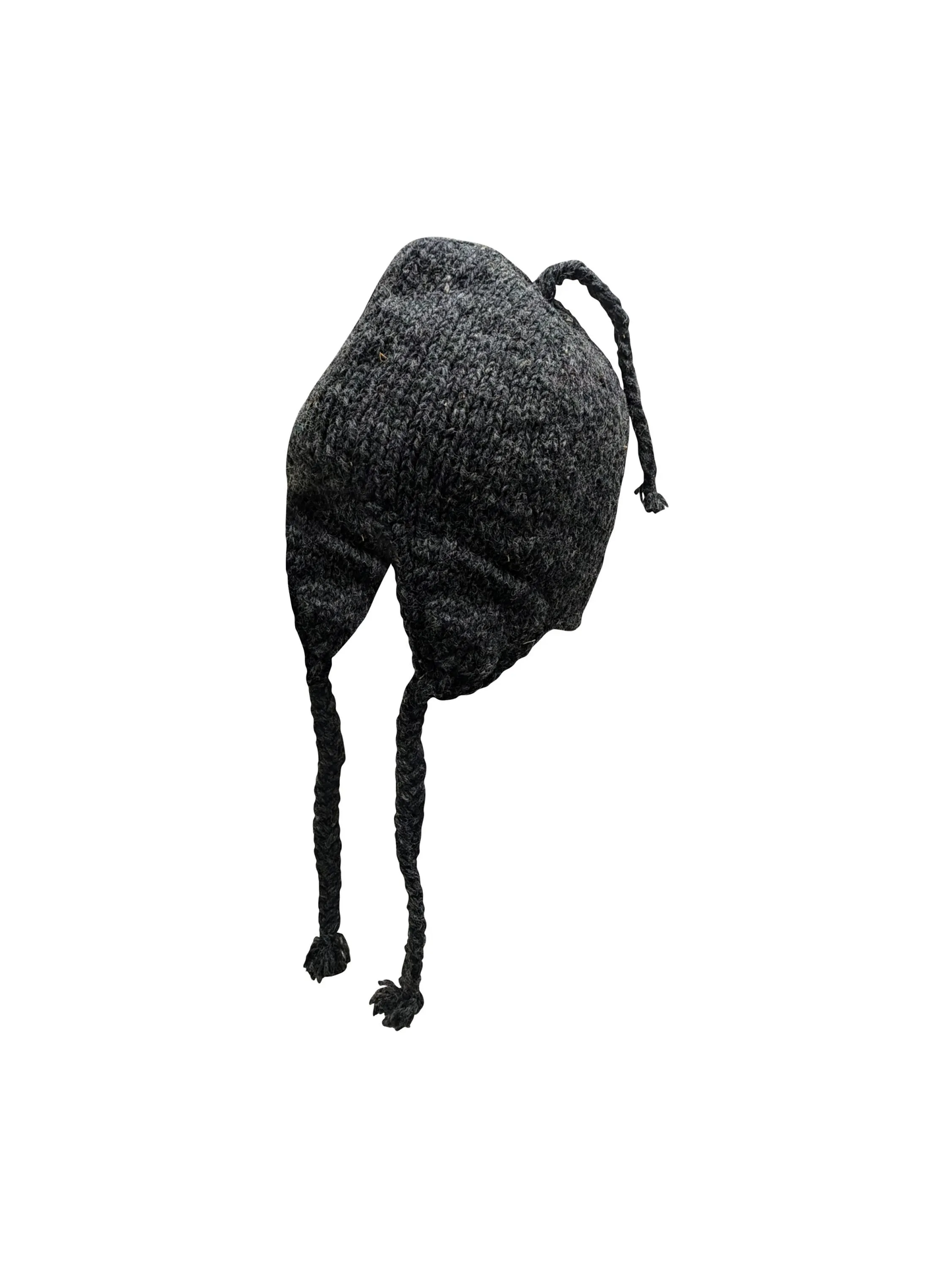 Handmade Wool Knit Hat: Unisex Fleece Lined Winter Cap - DARK GREY