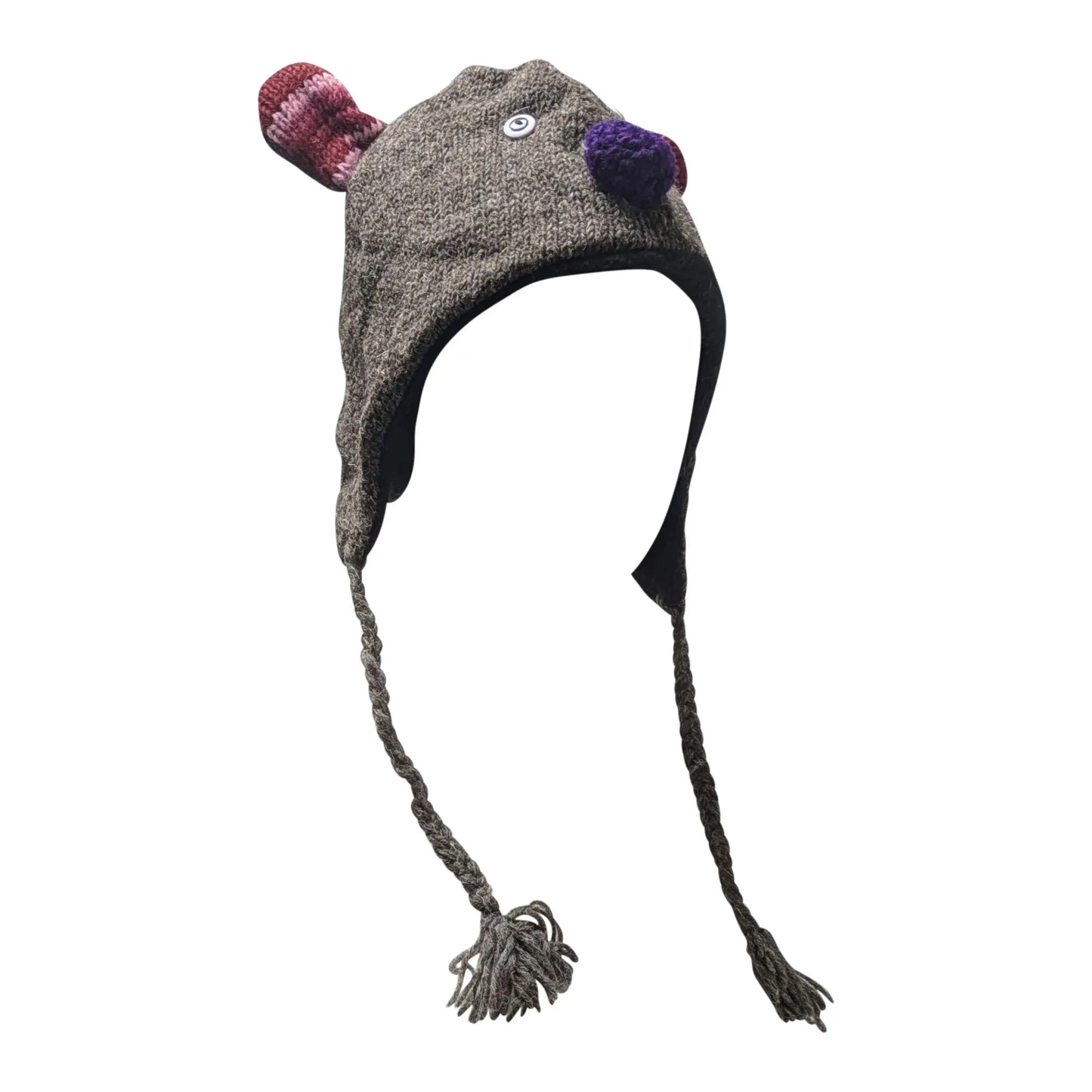 Handmade Wool Knit Animal Character Hat with Fleece Lining - P91