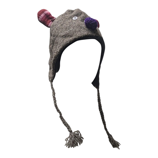 Handmade Wool Knit Animal Character Hat with Fleece Lining - P91