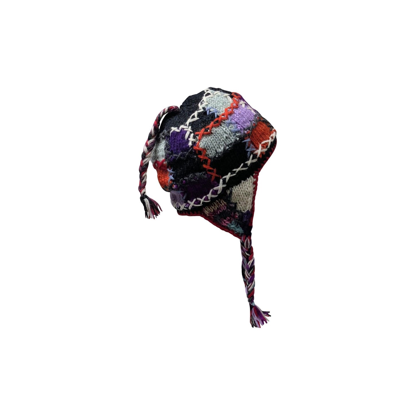 Hand Knit Wool Hat: Unisex Fleece Lined Winter Bobble Tassel - P150