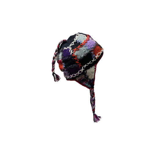 Hand Knit Wool Hat: Unisex Fleece Lined Winter Bobble Tassel - P150