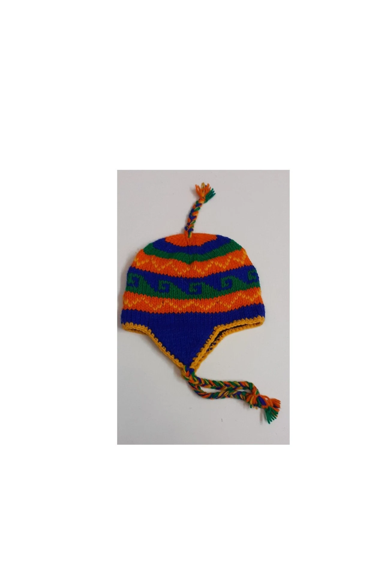 Hand Knit Wool Winter Hat: Fleece Lined, Boho Tassel - P136