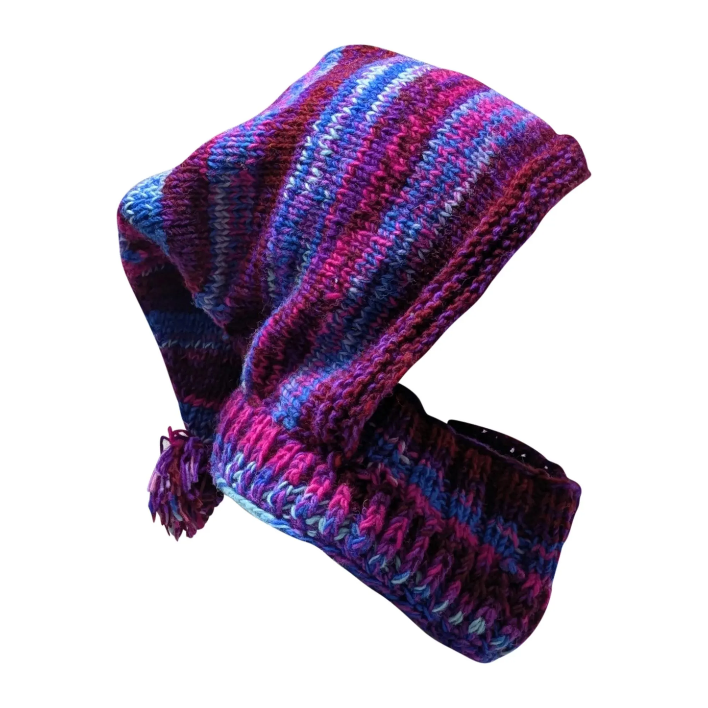 Hand Knit 100% Wool Unisex Snood Neckwarmer Boho Winter Hat P1