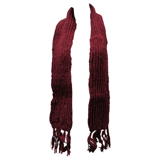 Recycled Handmade 100% Wool Knitted Tasseled Chunky Warm Winter Scarf P7