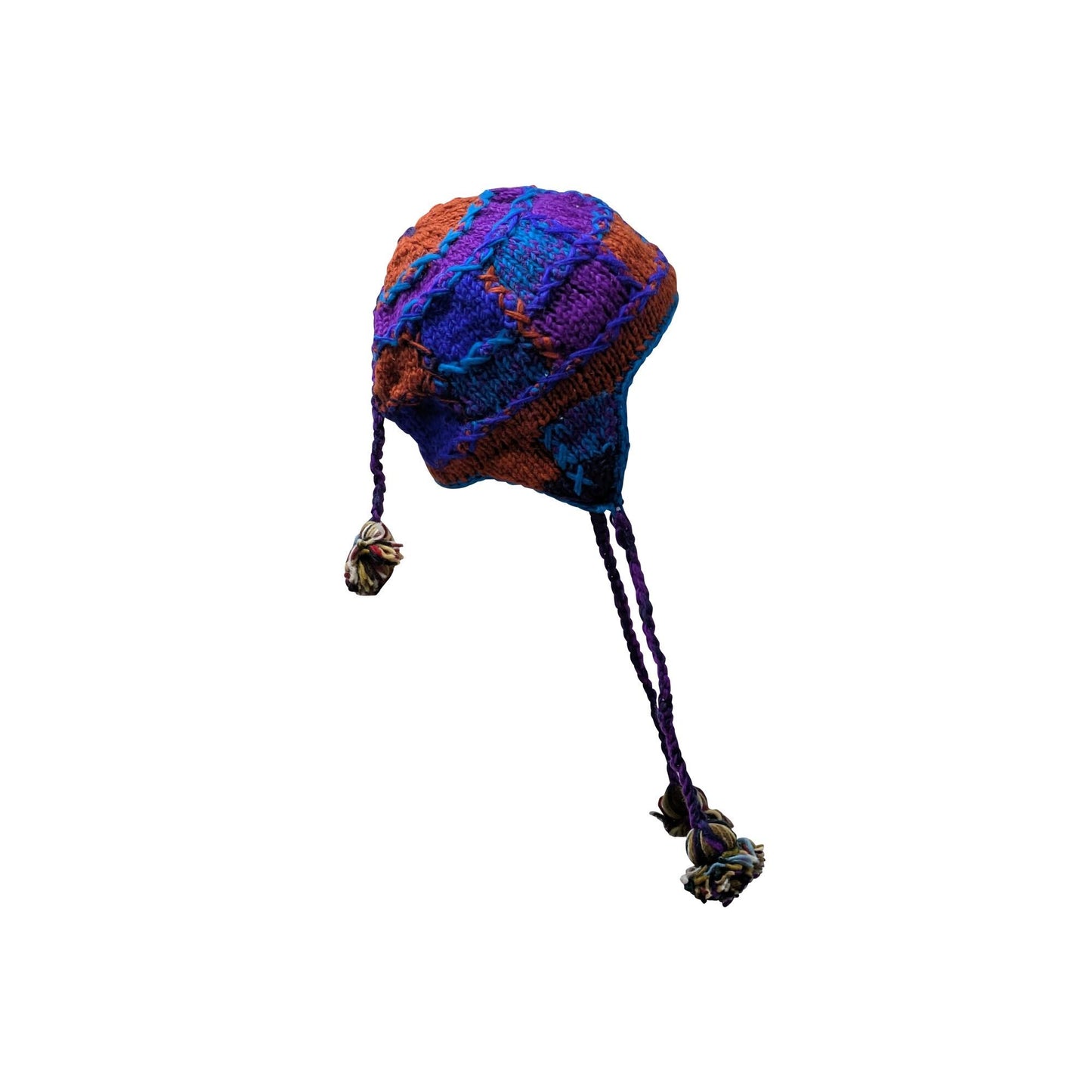 Hand Knit Wool Hat: Unisex Fleece Lined Winter Bobble Tassel - P62