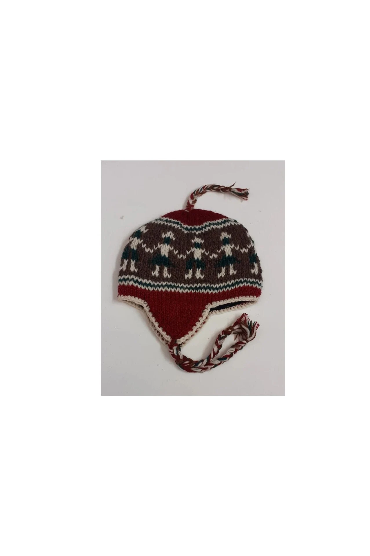 Hand Knit Wool Winter Hat: Fleece Lined, Boho Tassel - P84