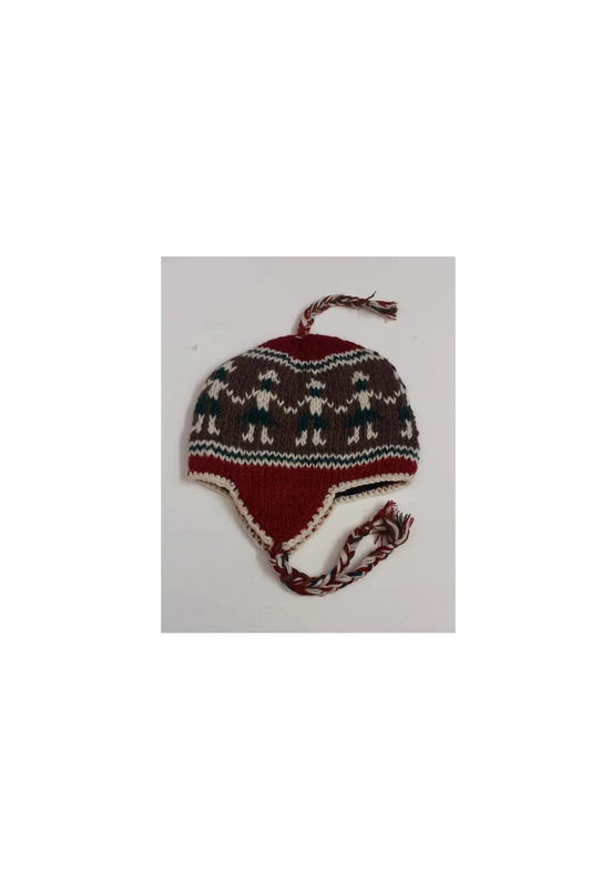 Hand Knit Wool Winter Hat: Fleece Lined, Boho Tassel - P84