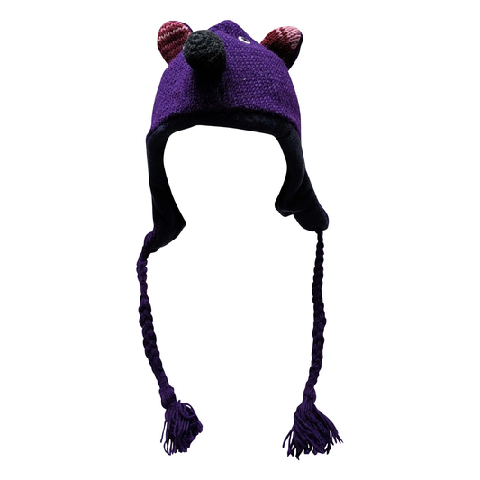 Handmade Wool Knit Animal Character Hat with Fleece Lining - P161