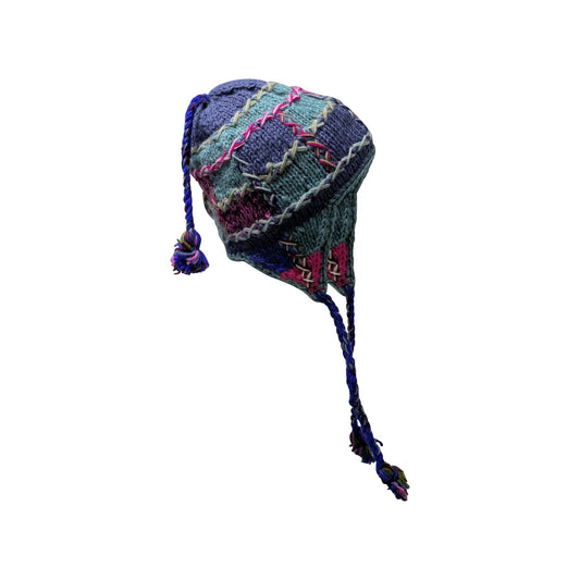 Hand Knit Wool Hat: Unisex Fleece Lined Winter Bobble Tassel - P4